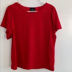 W5 red flutter sleeve top